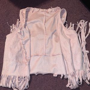 Pink velvet frail vest